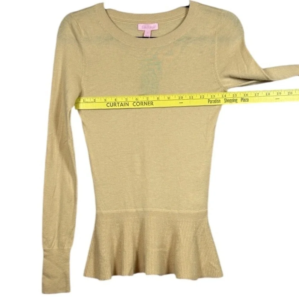NWT Lilly Pulitzer Aurora Peplum, Wool Sweater, Almond, Sweater, Size Small